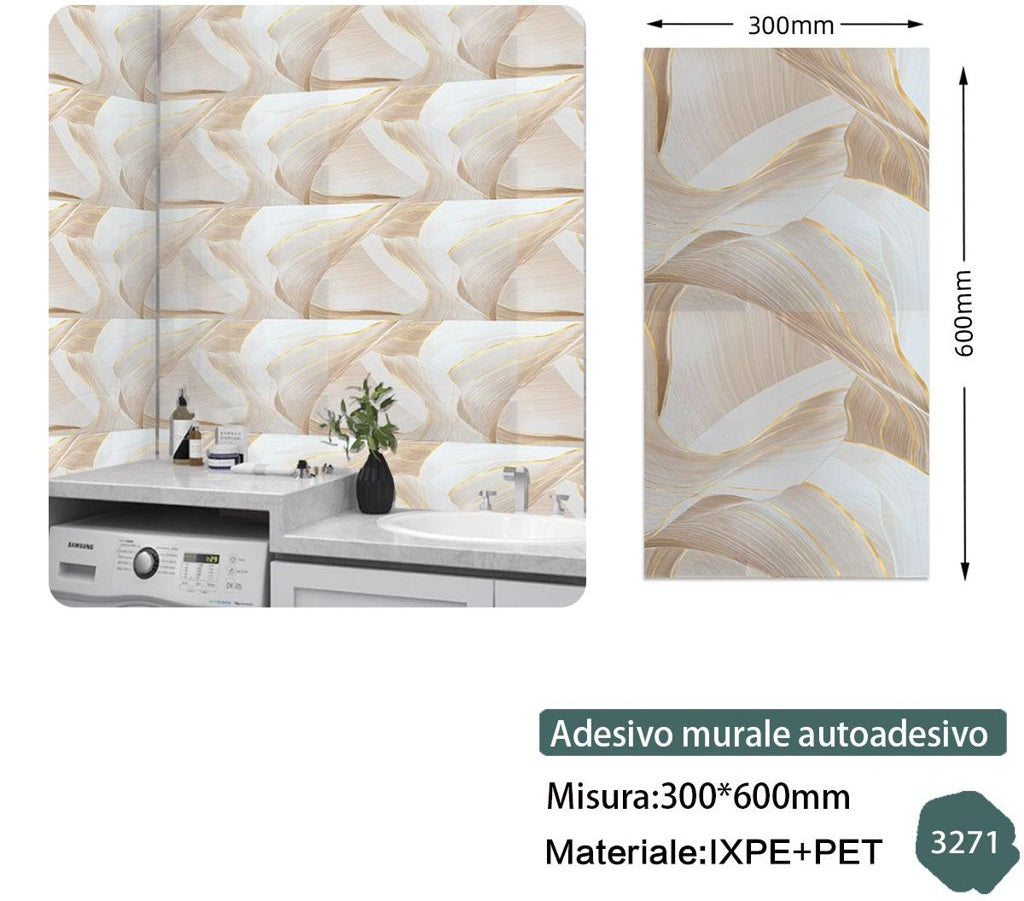 Rotolo adesivo 60x30 - Effetto Marmo Marrone -Bianco Venature Dorate
