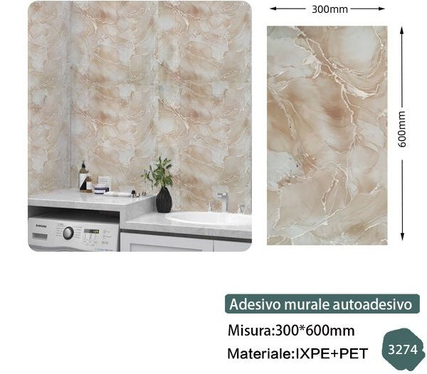 Rotolo adesivo 60x30 - Effetto Marmo Beige Venature Dorate