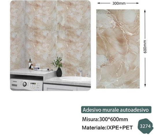 Rotolo adesivo 60x30 - Effetto Marmo Beige Venature Dorate