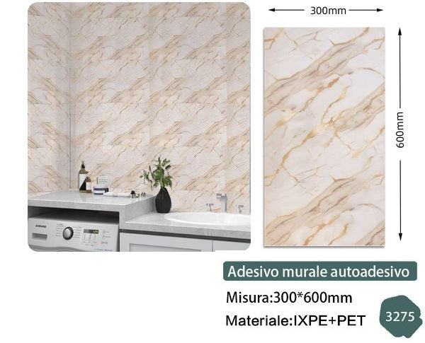Rotolo adesivo 60x30 - Effetto Marmo Bianco Venature Dorate