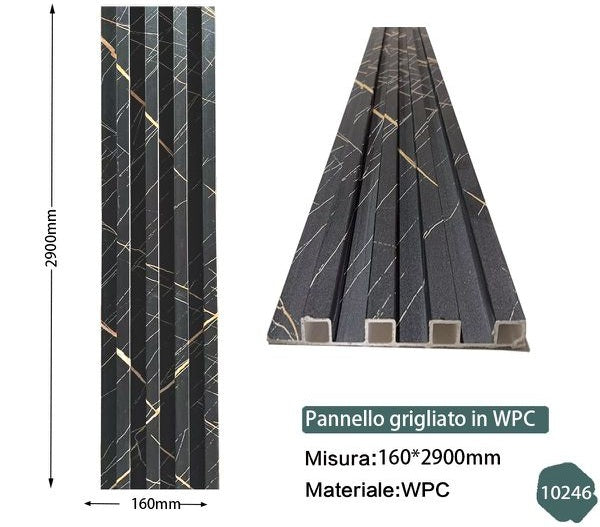 Doghe in WPC - Effetto Marmo Nero e Oro