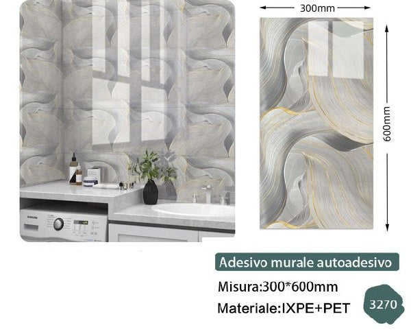 Rotolo adesivo 60x30 - Effetto Marmo Grigio Venature Dorate